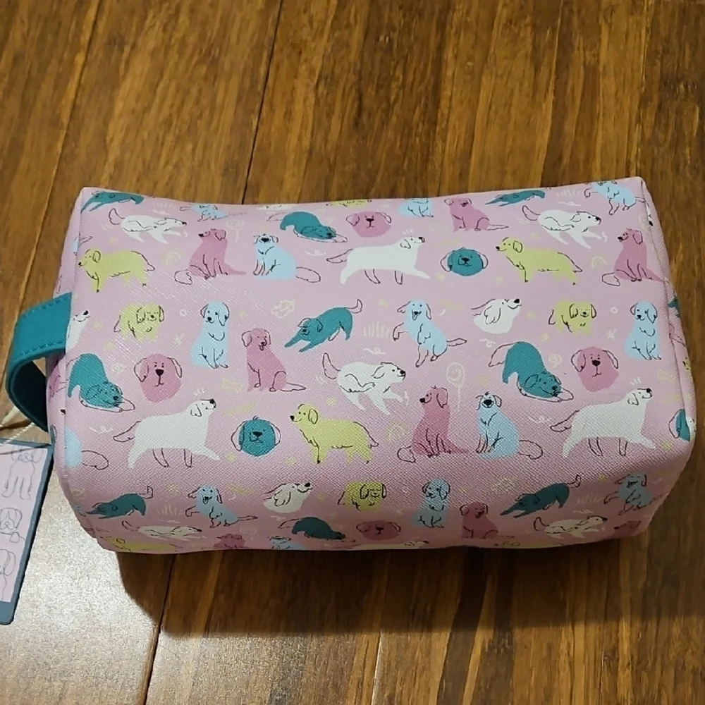 Pink Cosmetic Bag with Dog Print
